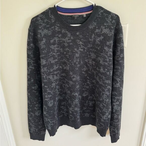 Ted Baker Men's Gray Patterned Sweater Wool Blend Size 7